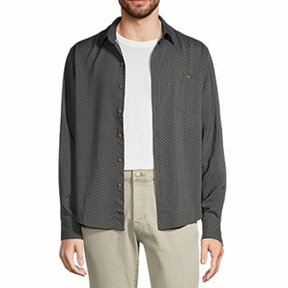 Campia Mens Modern Fit Long Sleeve Geometric Button-Down Shirt sz 2XLT